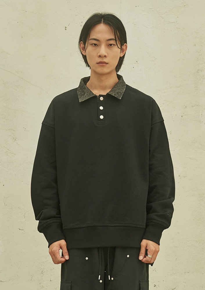 Own label brand[DE-NAGE] Bandana Collar Sweatshirt Black 0216