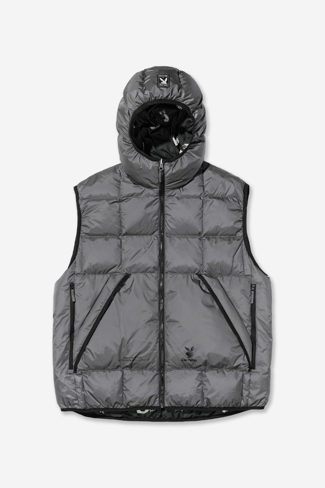 (PLAYBOY X DIMITO) REVERSIBLE HD DOWN VEST GREY