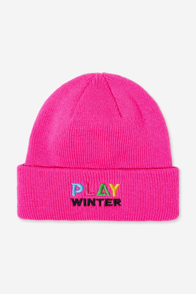 PLAY WINTER KNIT BEANIE NEON PINK