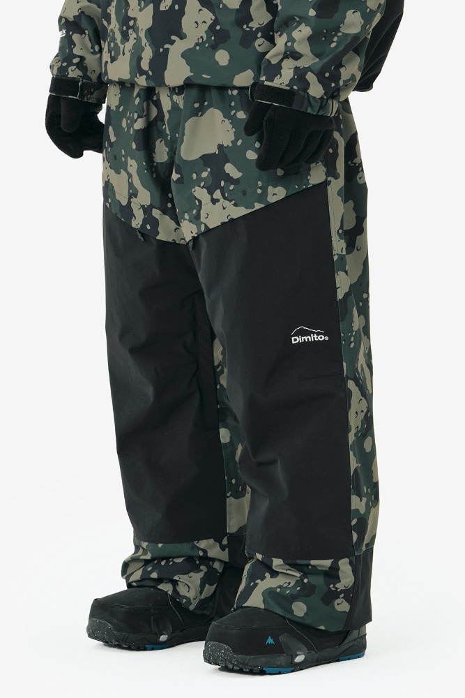 BLOCK WIDE PANTS OLIVE CAMO (Semi wide fit)