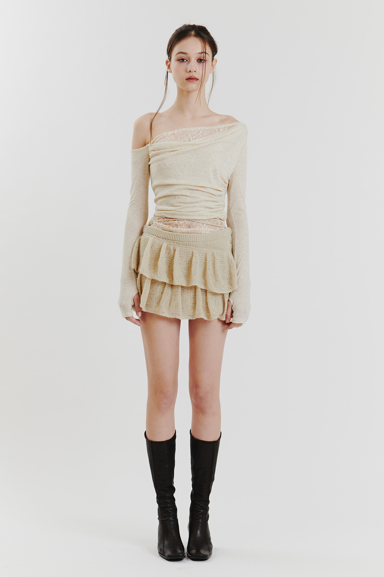 PAIN OR PLEASURE★韓国★人気★ANGELA KNIT SKIRT 3色 ANGELA KNIT SKIRT white - PAIN OR PLEASURE