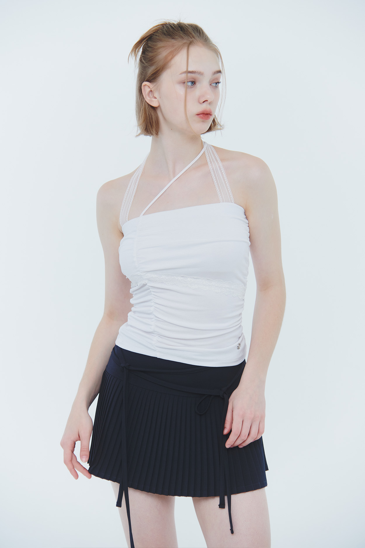 PAIN OR PLEASURE | ANGEL SHIRRING TOP white