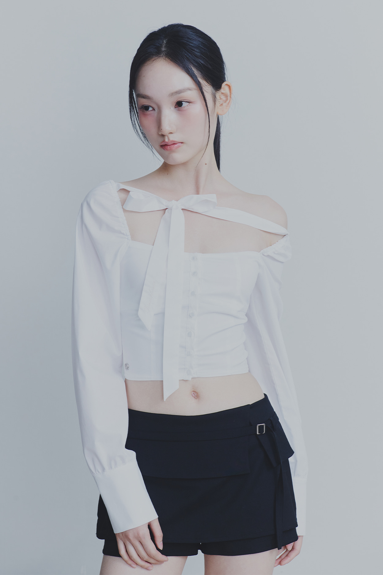トップス painorpleasure BIANCA SQUARE NECK BLOUSE BIANCA SQUARE NECK BLOUSE black - PAIN OR PLEASURE