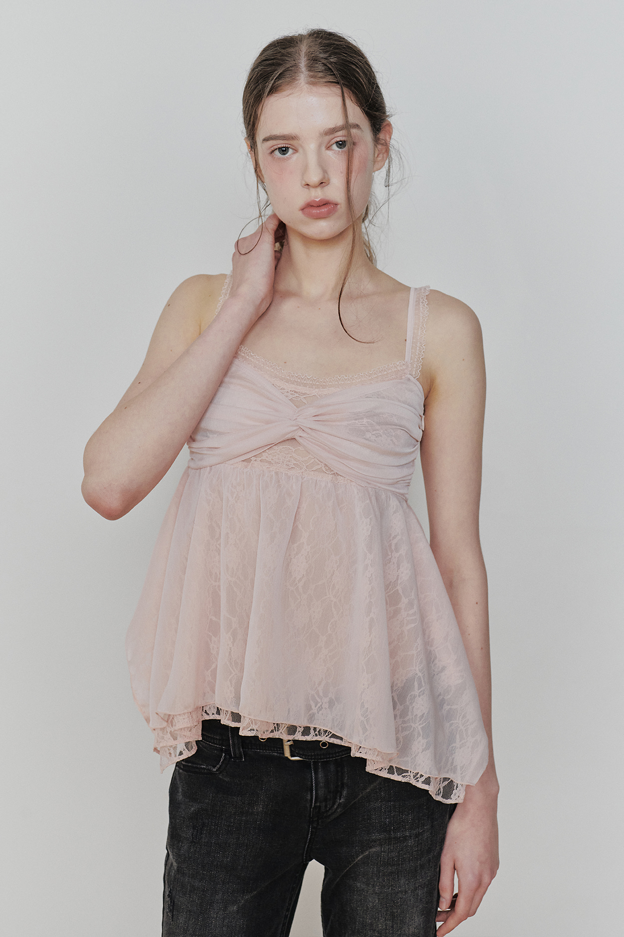 【PAINORPLEASURE 】新品 ROSE SHIRRING TOP ROSE SHIRRING TOP pink - PAIN OR PLEASURE