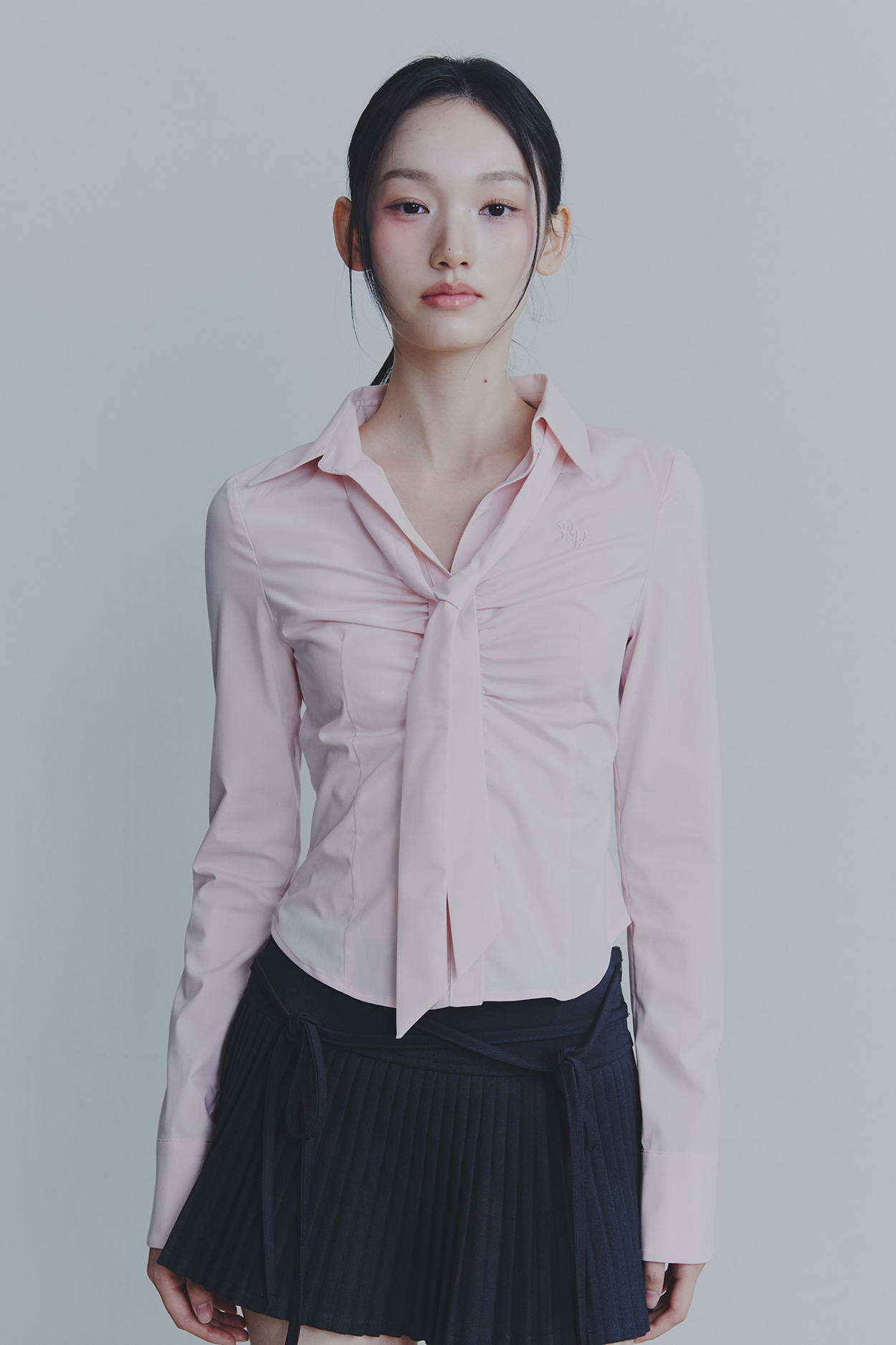 NingNing worn] VIVIAN SCARF SHIRT pink - PAIN OR PLEASURE