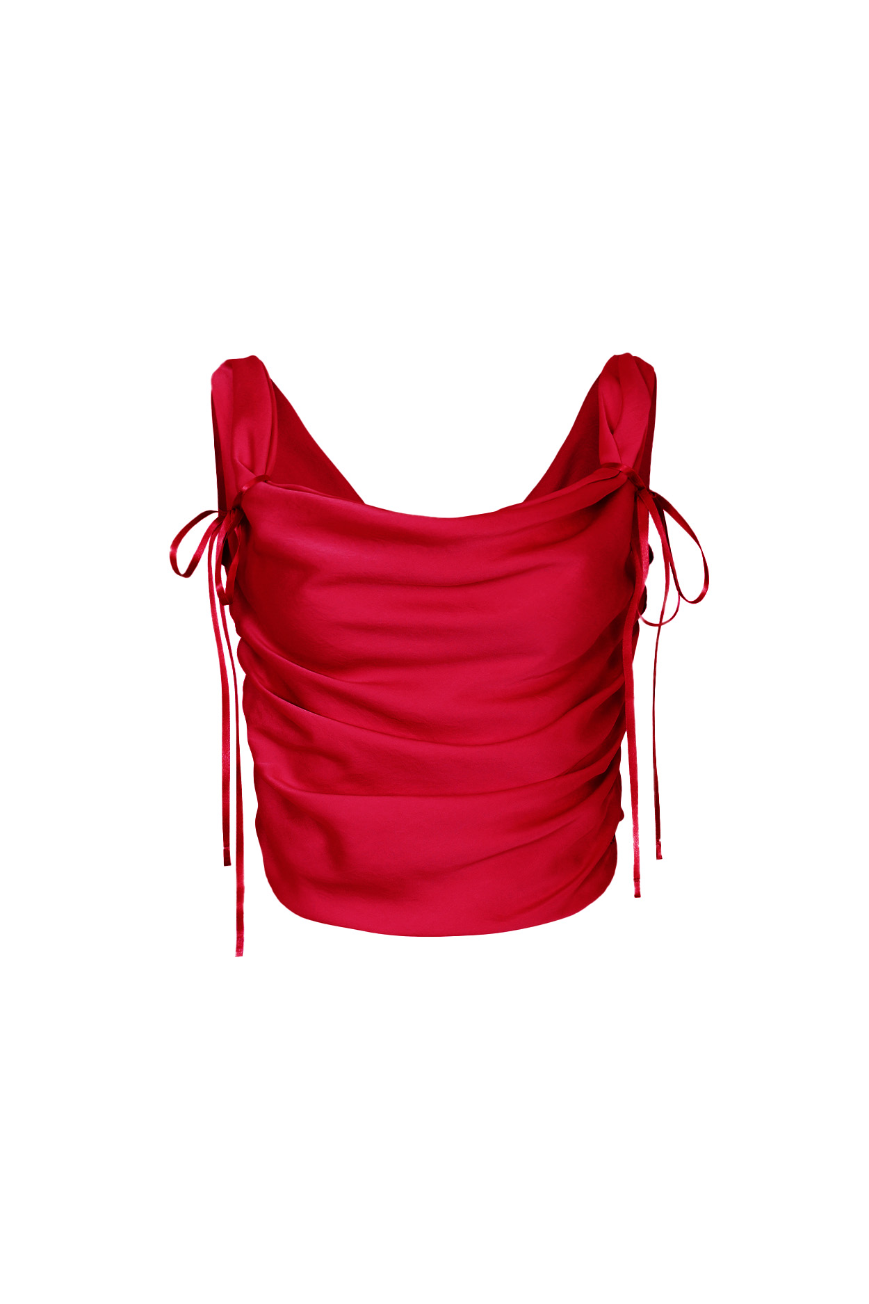 [12/21~] DEW COWL SATIN TOP red