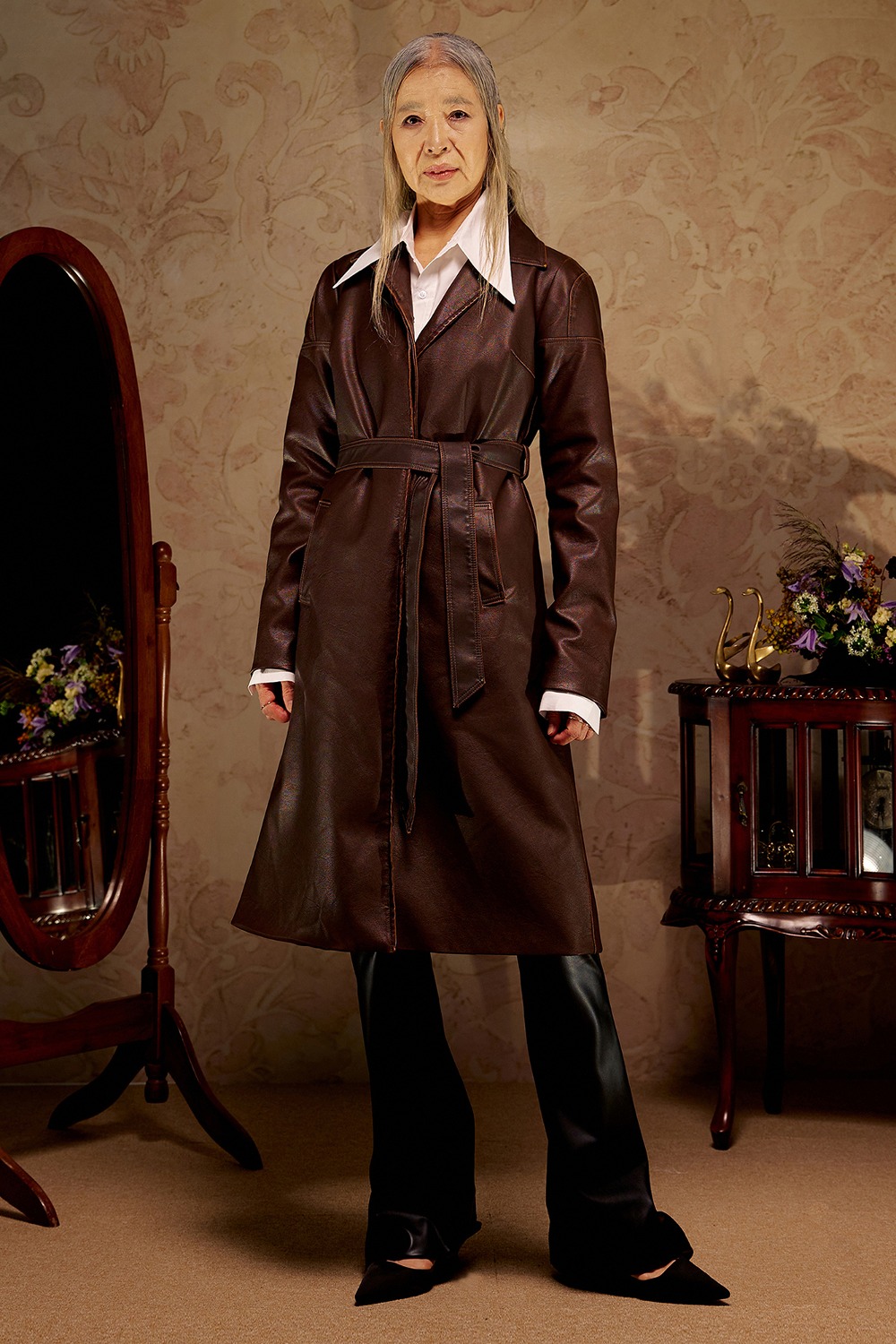 LEATHER CLASSIC COAT BROWN