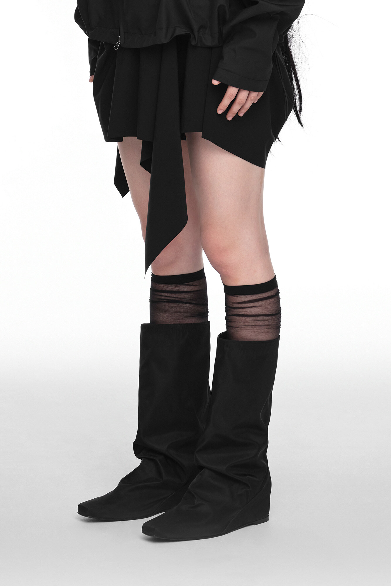 NACHE★韓国★人気★SQUARE TOE BOOTS NYLON BLACK ブーツ SQUARE TOE BOOTS NYLON BLACK - NACHE