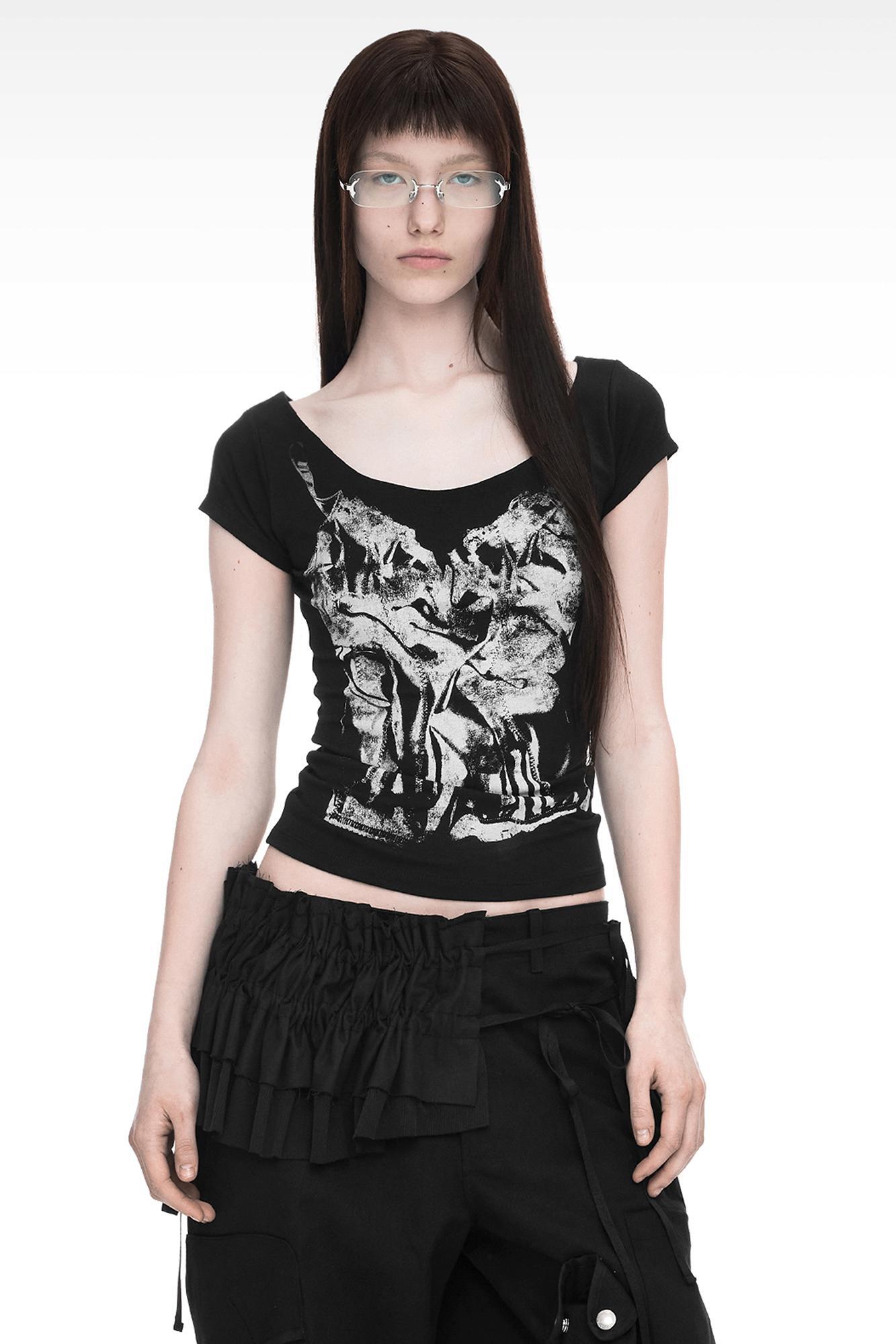 【NACHE】25ss SLIP X-RAY PRINTED T-SHIRT SLIP X-RAY PRINTED T-SHIRT BLACK - NACHE