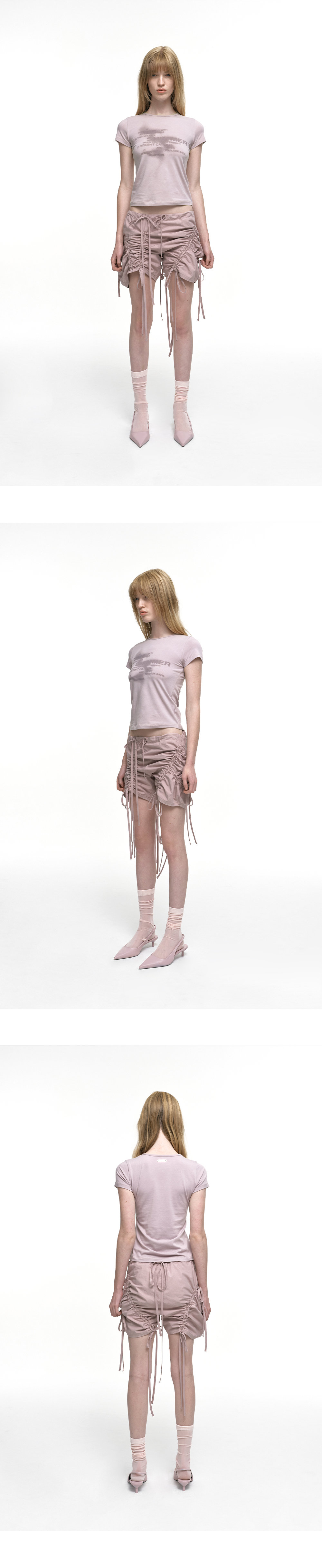 【NACHE】24ss STRAP SHIRRING SHORTS NACHE-STRAP SHIRRING SHORTS (BLACK) wmstore