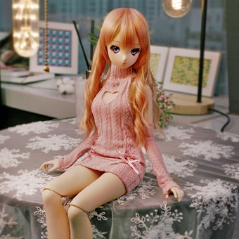 Heart cut out One-piece and Arm Warmers Set Pink 1/3 - DOLLSN,DD,BJD TOTAL SHOP