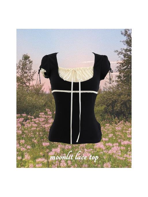 [해외배송제품] Moonlit lace short sleeve t-shirt