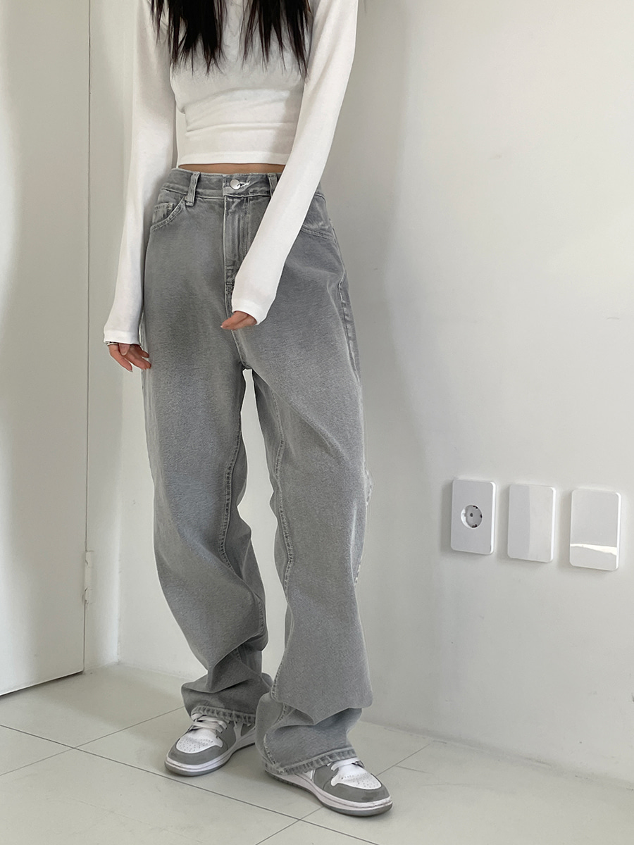 Fine gray denim pants