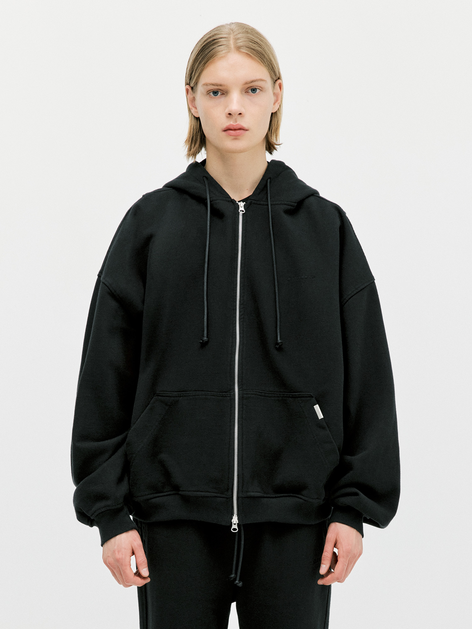 Oversized Full Zip Hoodie - Black