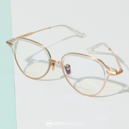 마노모스 랜드 C4 핑크골드 투명 가벼운 티타늄 여자 하금테 안경