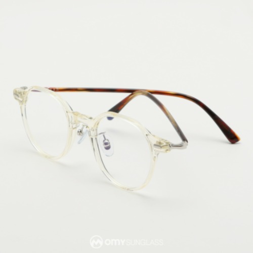 래쉬 시더 C4 투명 레오파드 뿔테 동글이 가벼운 남자 안경