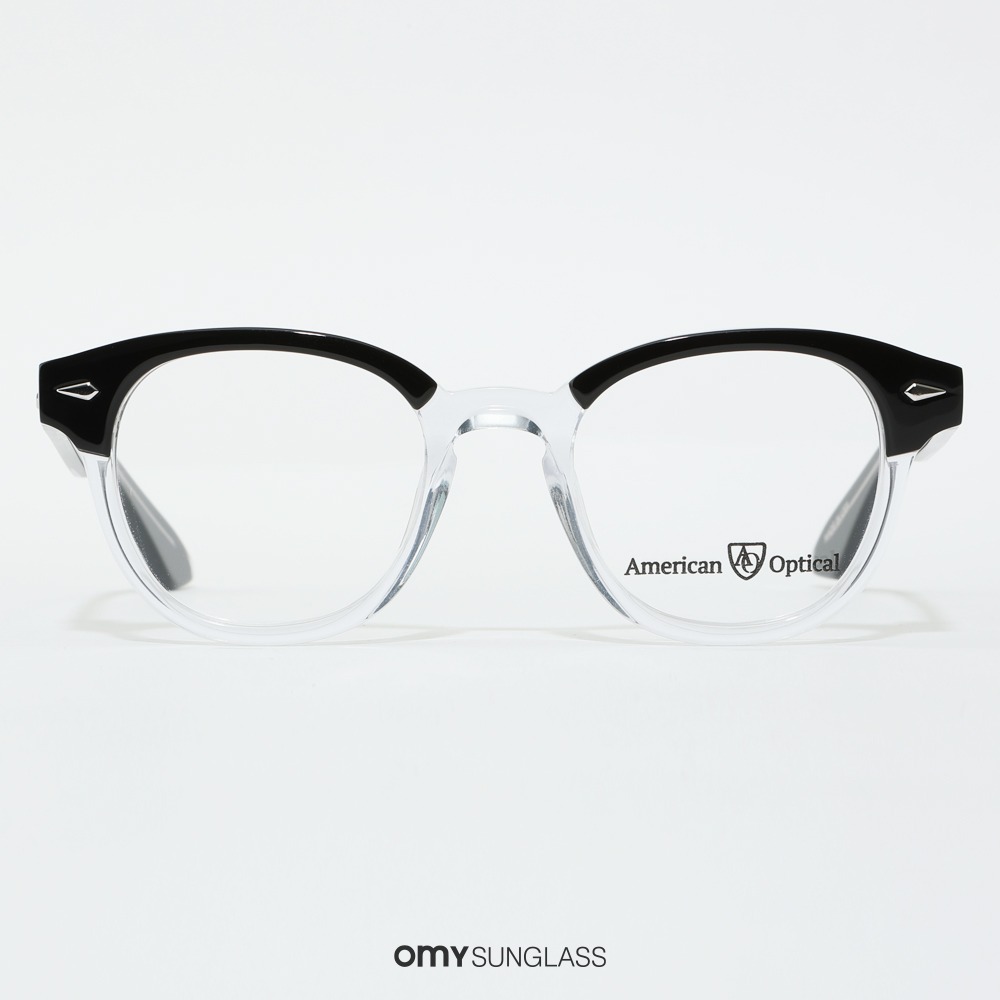 아메리칸옵티컬 타임즈 3 블랙 크리스탈 독특한 투톤 볼드 스퀘어 뿔테 남자 여자 안경