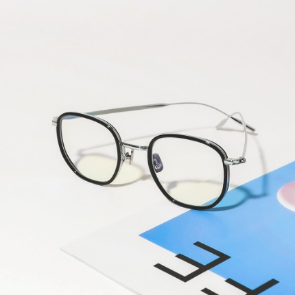 페이크미 블랜드 BSV 블랙 가벼운 티타늄 사각 블루라이트차단 안경