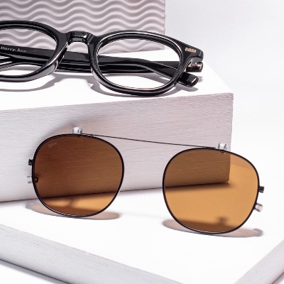 페이크미 해리 전용 골드 블랙 클립온 안경 위에 쓰는 선글라스 덮경