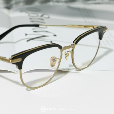 마노모스 로드 C1 블랙 골드 반뿔테 안경 가벼운 티타늄 여자 안경테