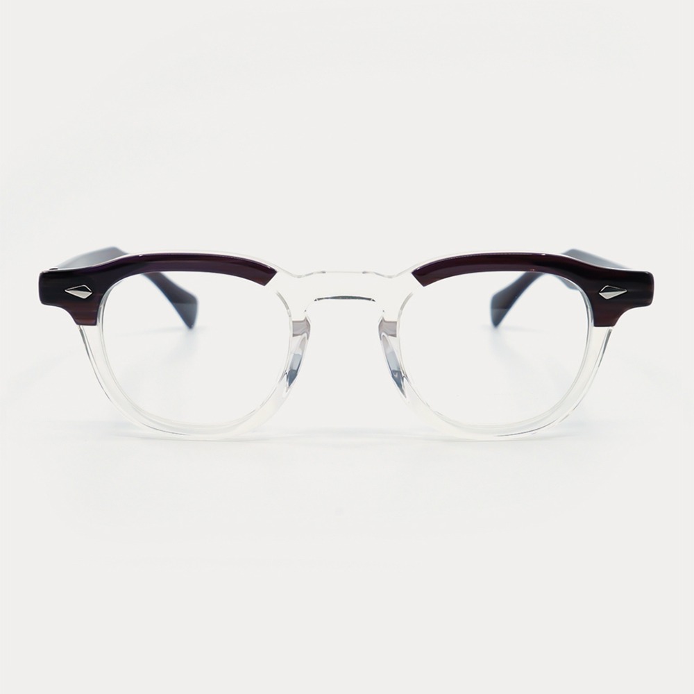 래쉬 클리프트 44 레드우드 클리어 투명 투톤 뿔테 사각 빈티지 안경