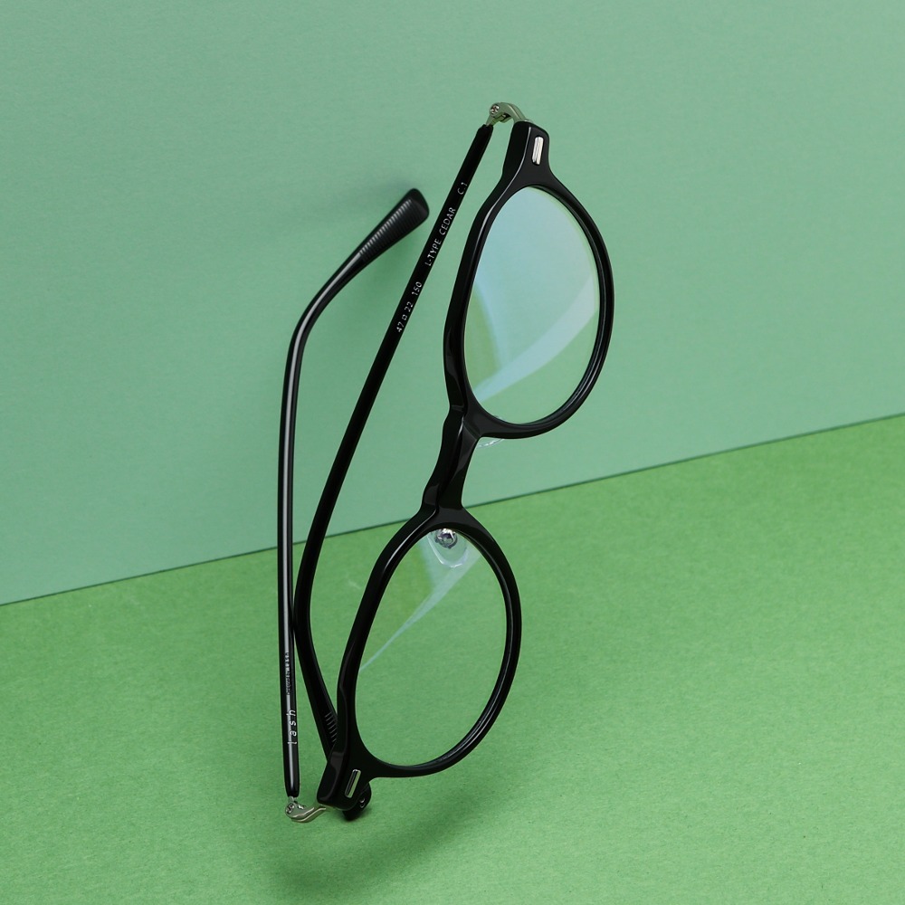 래쉬 시더 C1 블랙 둥근 콤비 뿔테 가벼운 여자 남자 안경