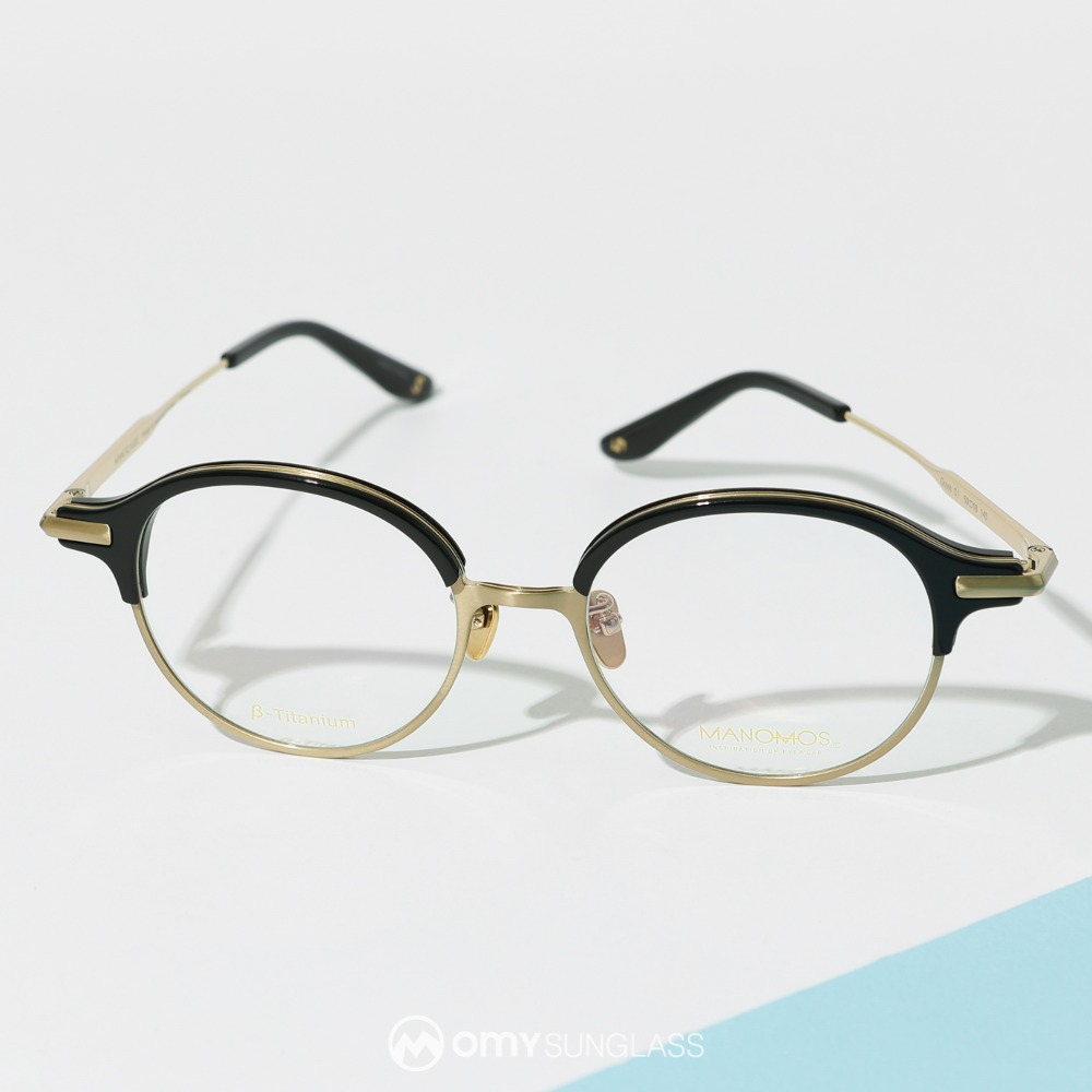 마노모스 그라스 C1 블랙 골드 가벼운 티타늄 하금테 동글이 안경