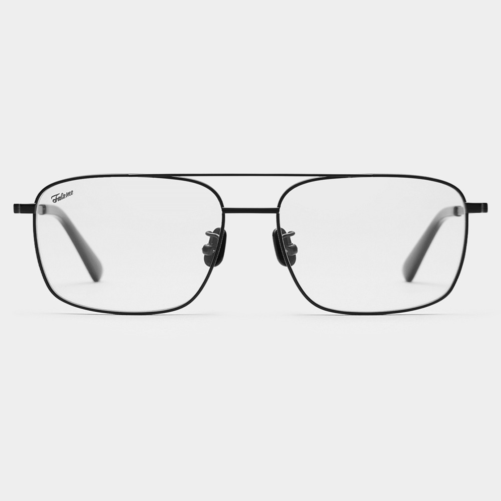 페이크미 레이어 MBK 매트블랙 빈티지 사각 투브릿지 안경 티타늄 안경테