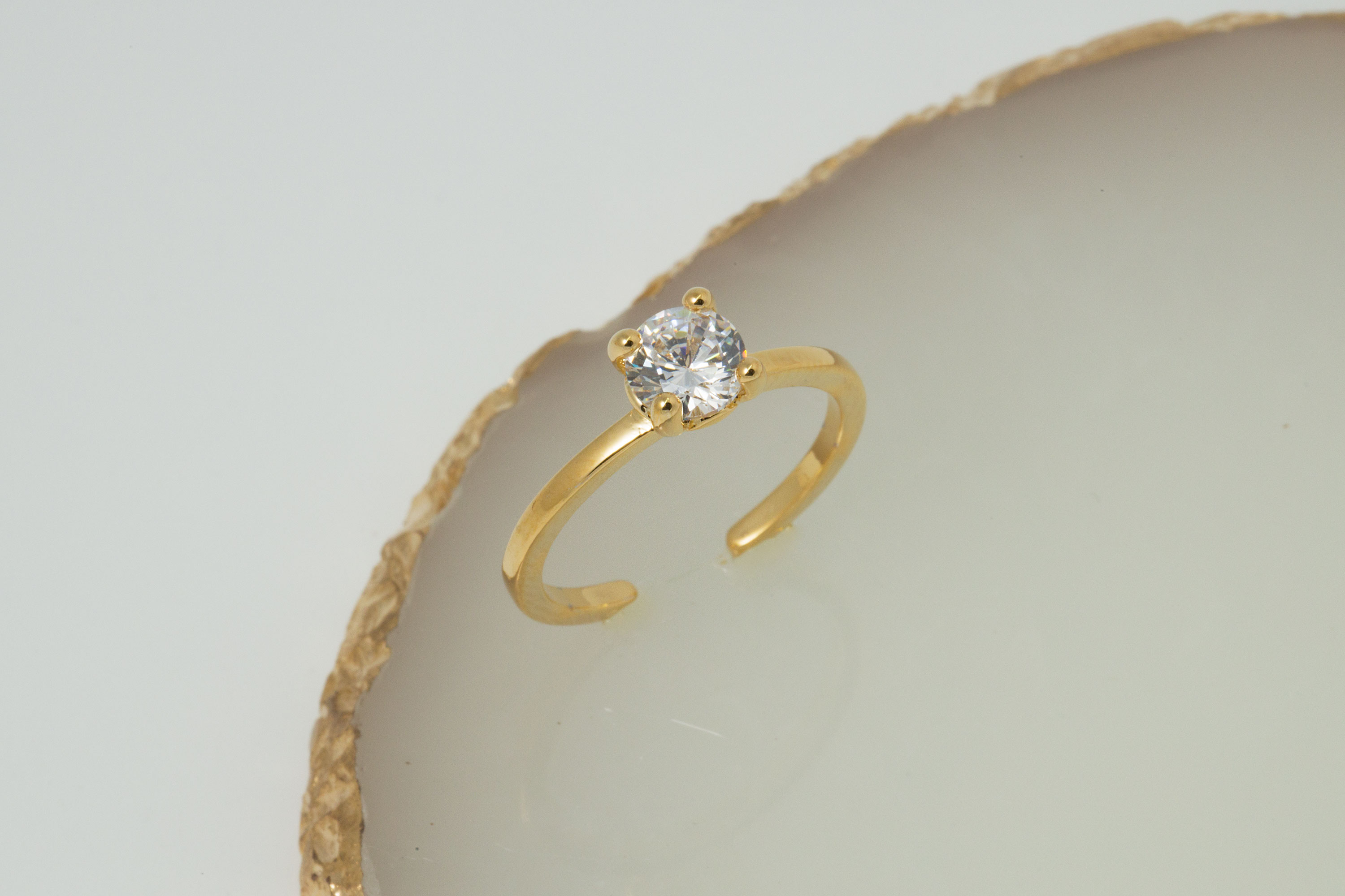 [D36-G2] 심플 큐빅 반지, 신주, 무 니켈, 핸드메이 주얼리, 조절 가능한 반지, 웨딩 반지, 유니크 반지