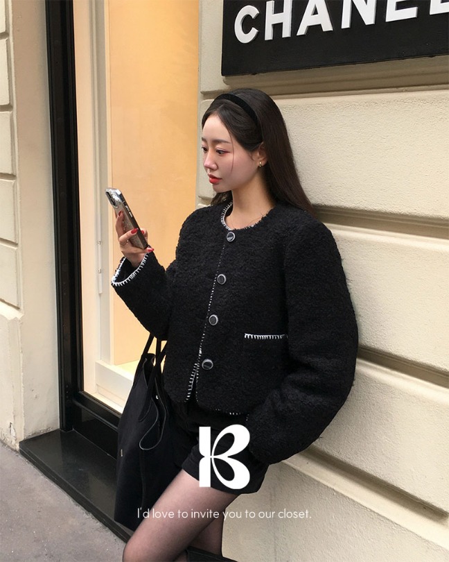 Bibiy ビビィ ELISE TWEED JACKET ツイードジャケット 黒 BIBIY. MADE | ELISE TWEED JACKET｜Bibiy.