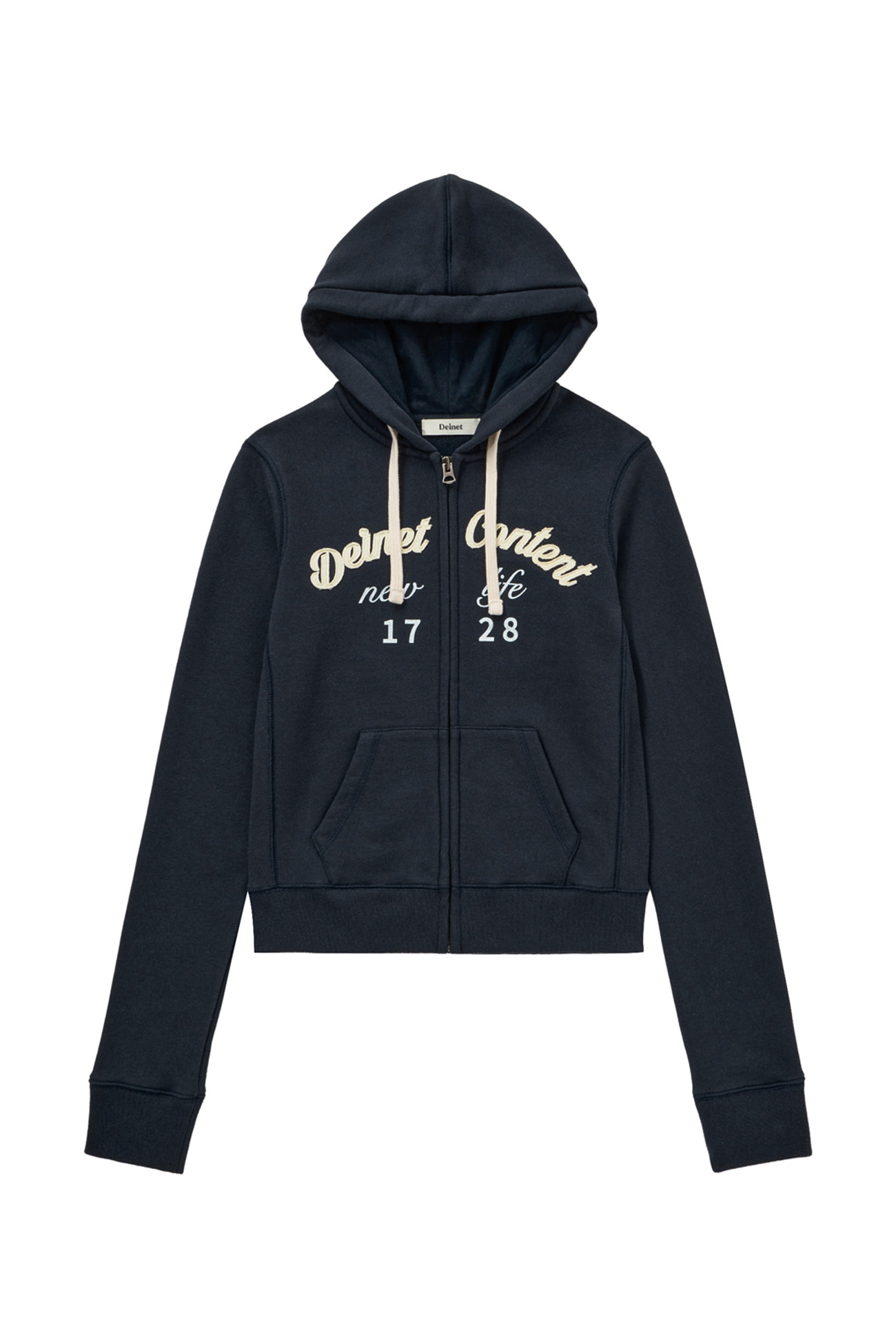 CONTENT SLIM HOOD ZIP - UP IN NAVY