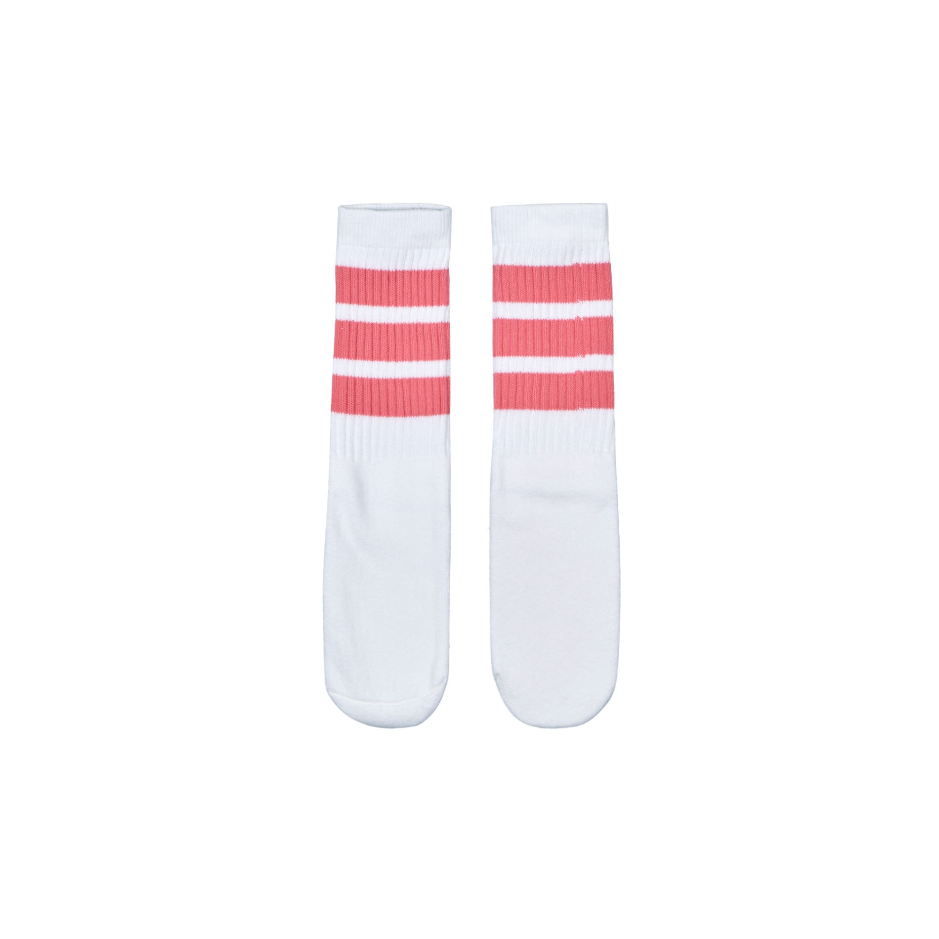 Kids White Tube Socks With bubblegum Pink Stripes Style 1
