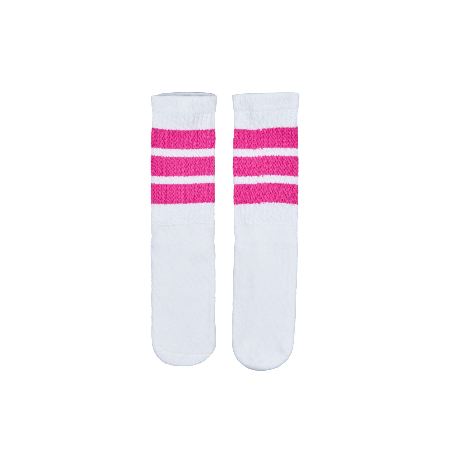 KIDS WHITE TUBE SOCKS WITH HOT PINK STRIPES STYLE 1