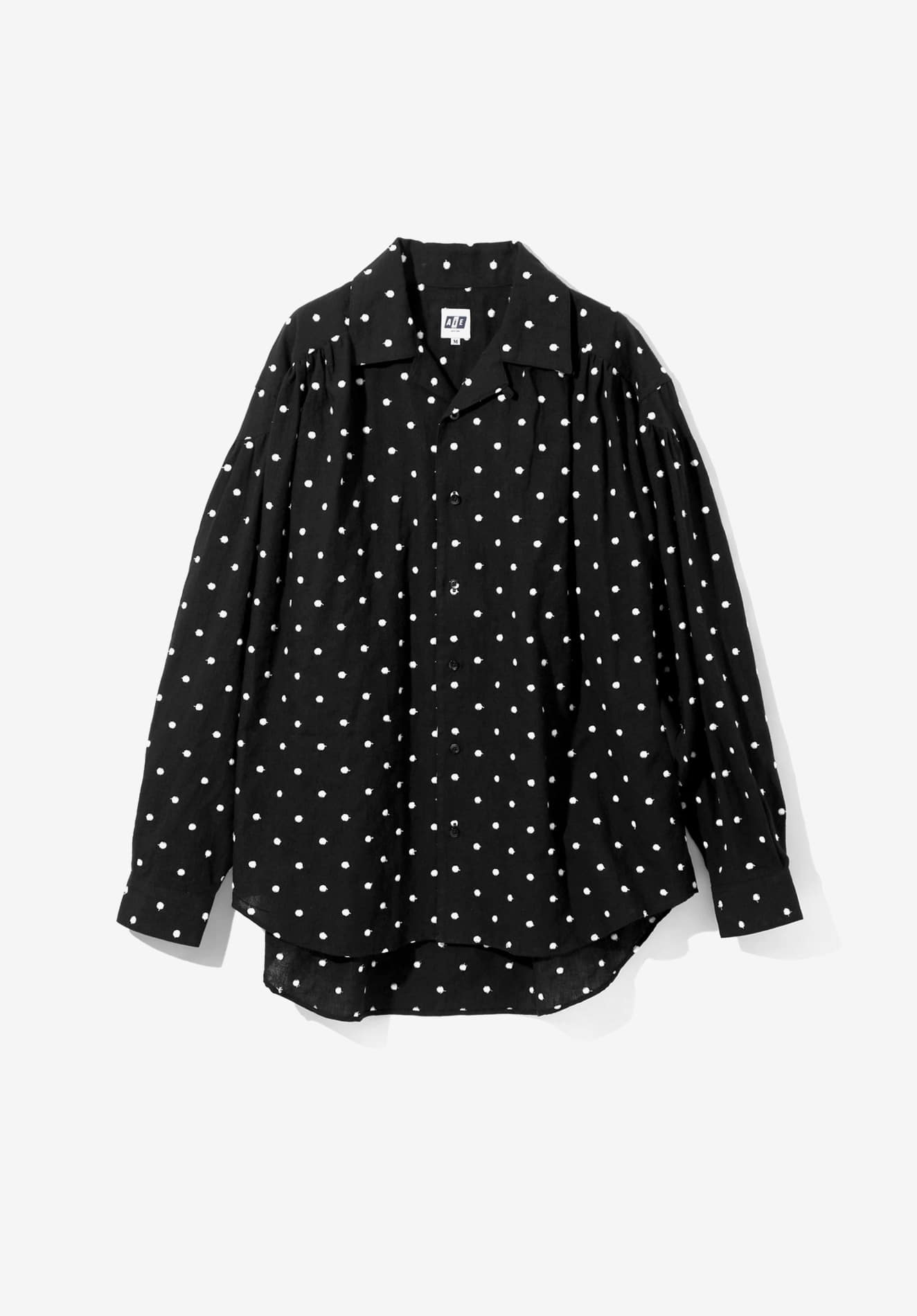 Painter Shirt - C/L Cloth / Polka Dot Emb., BLACK