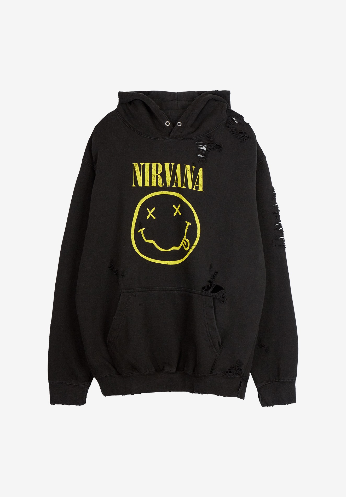 WORN-OUT BAND HOODIE NIRVANA, YELLOW