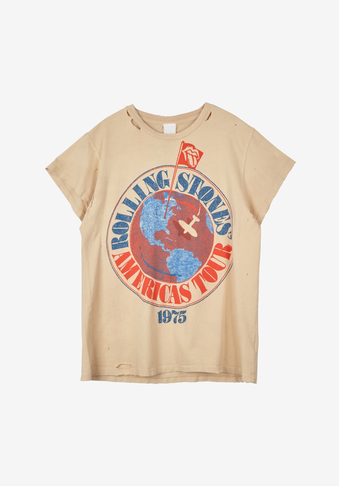 THE ROLLING STONES DESTROYED UNISEX TEE, SUNBLEACH
