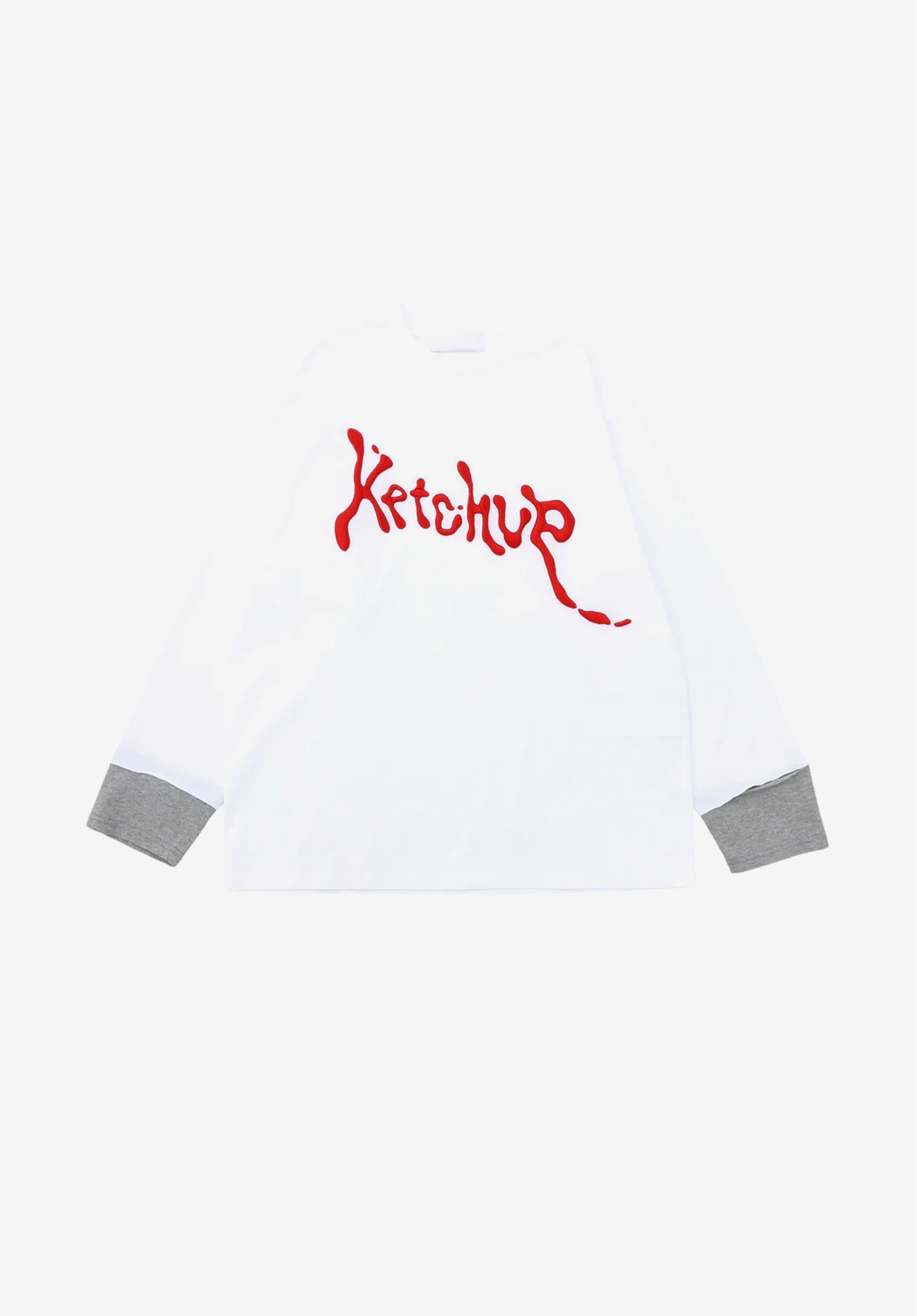 [ONLY OFFLINE STORE] TAKE ON SLEEVE T-SHIRTS &quot;KETCHUP&quot;, WHITE/GRAY