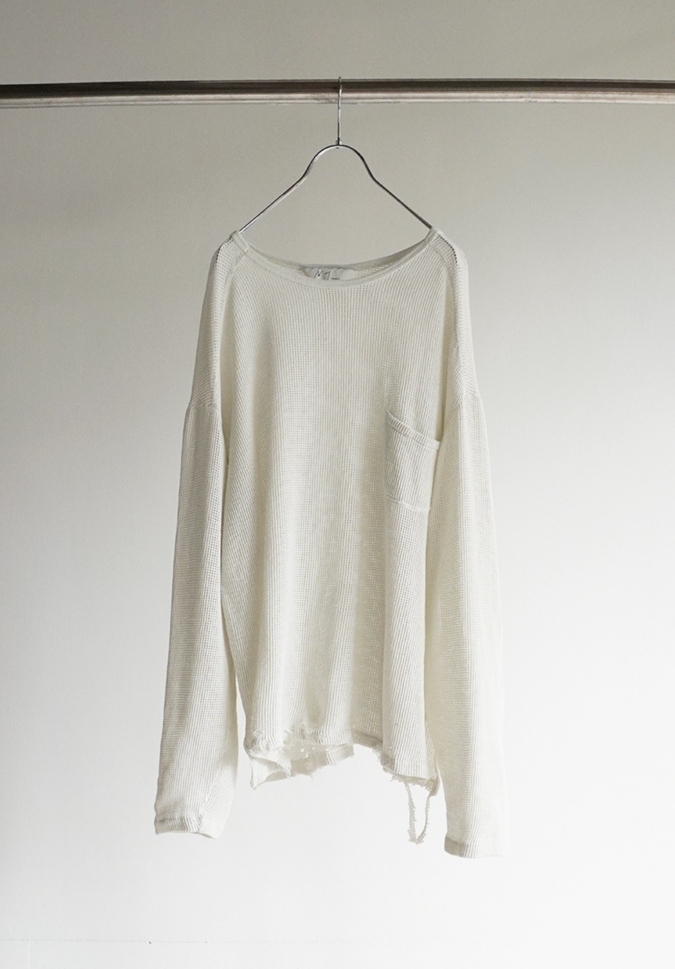 [ONLY OFFLINE STORE] DYED MESH LS T-SHIRT, WHITE