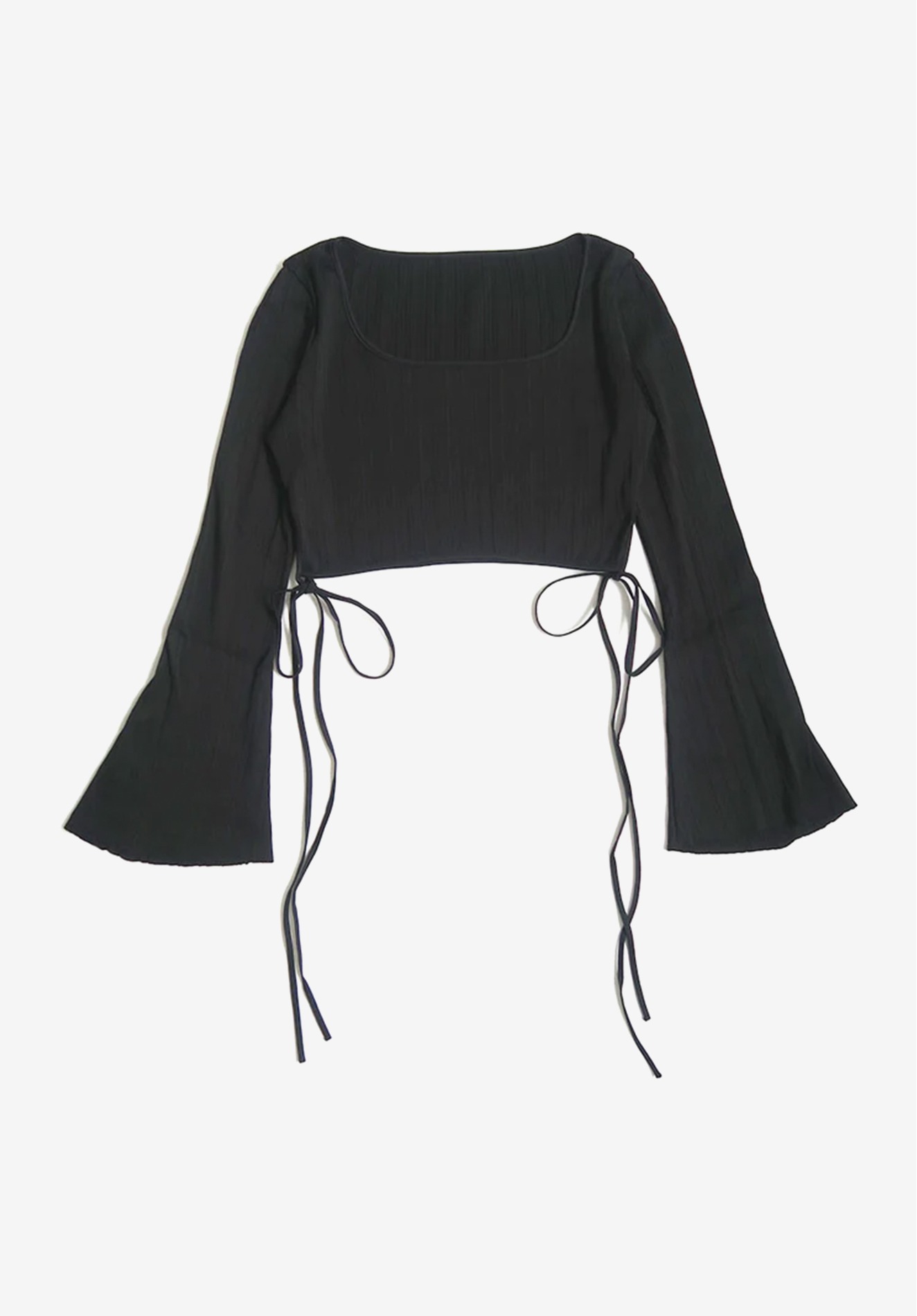 [ONLY OFFLINE STORE] Random Ribbed Cotton Cropped Top, BLACK