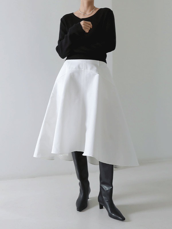 36711 Front and Back Seam Cotton Blend Skirt