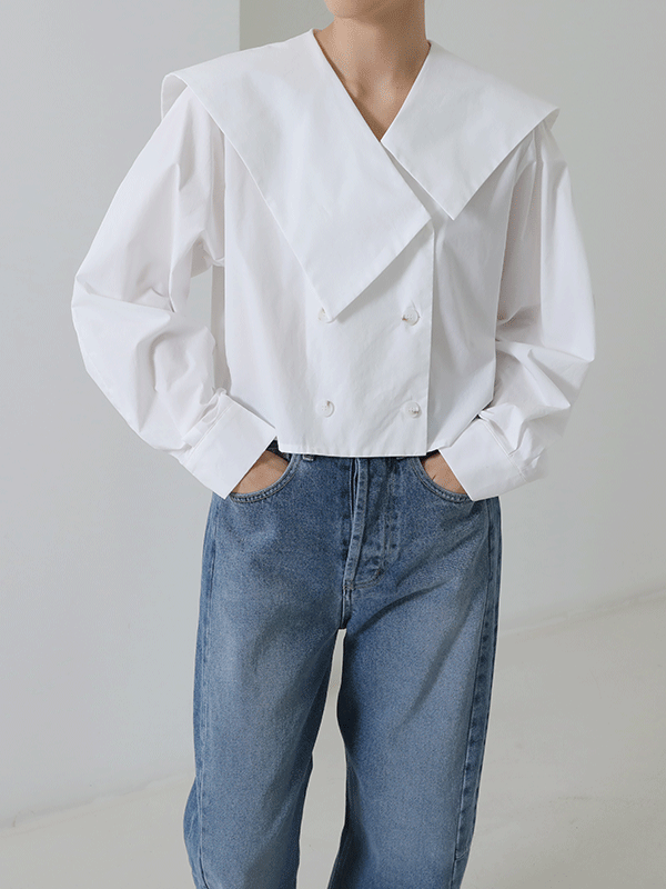 36840 Sailor Collar Double-Breasted Blouse