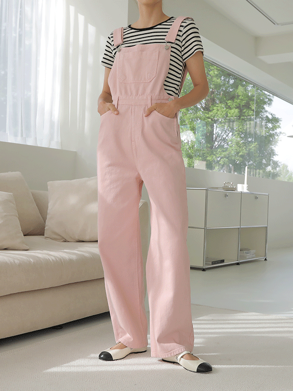 35427 Solid Tone Wide Overalls