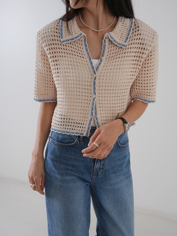 knitted collar cardigan