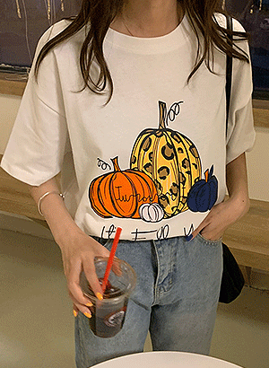 [만원의행복] 호박 프린팅 티셔츠