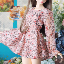 [Nine9 Style][SD9 GIRL-outfit] Chiffon flower one-piece dress (Pink)