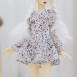 [Nine9 Style][SD9 GIRL-outfit] Chiffon flower one-piece dress (Sky blue)