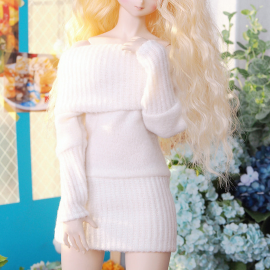 [Nine9 Style][SD9 GIRL-outfit] Angora open shoulder dress (Ivory)