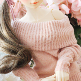 [Nine9 Style][SD9 GIRL-outfit] Angora open shoulder dress (Pink)