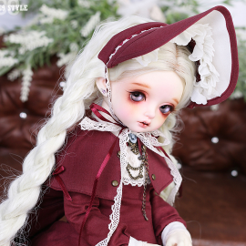 [Nine9 Style][MSD-outfit] (Pre-Order) Antique cape dress (Wine)