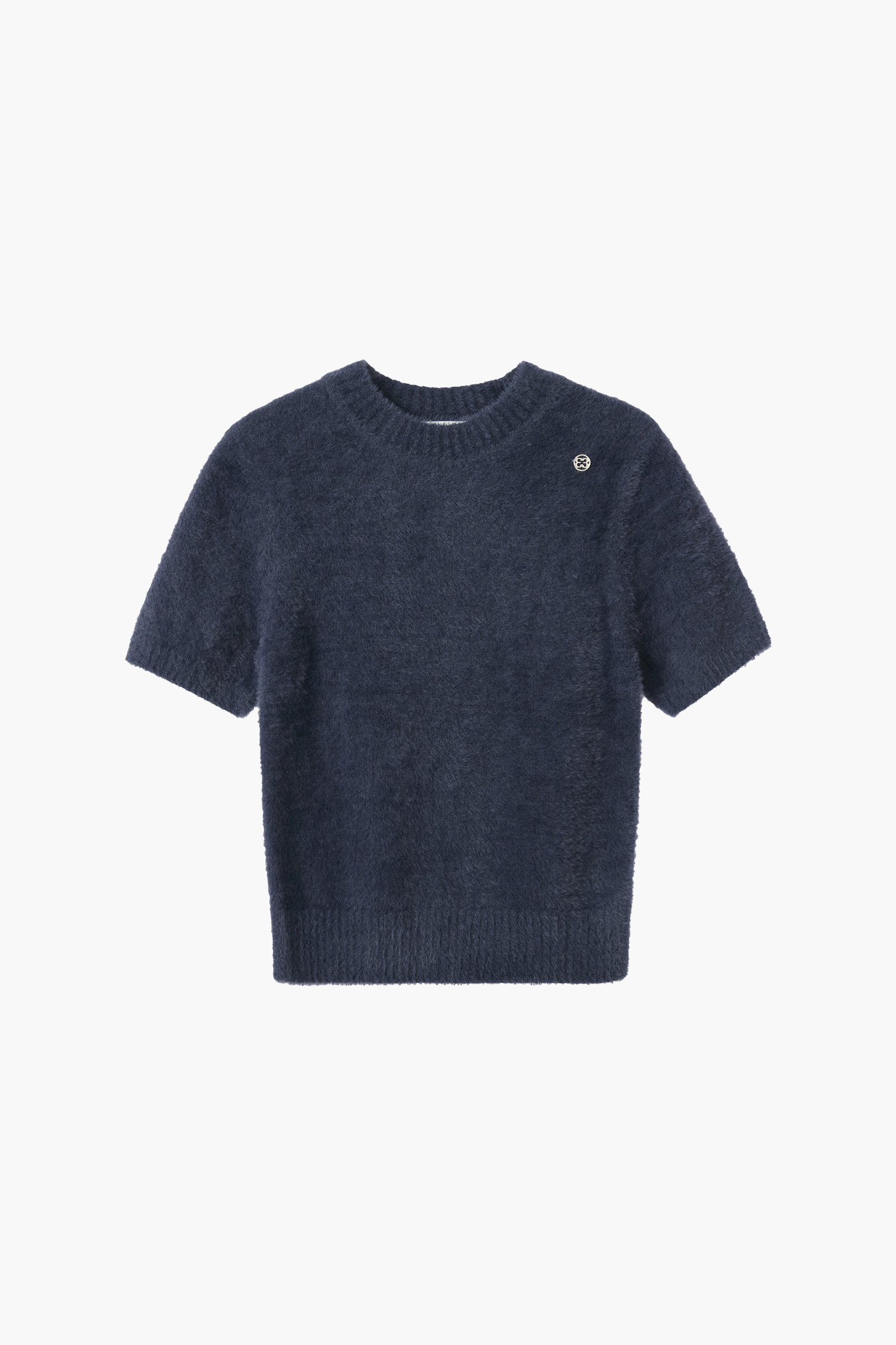 HAIRY KNIT TOP - NAVY